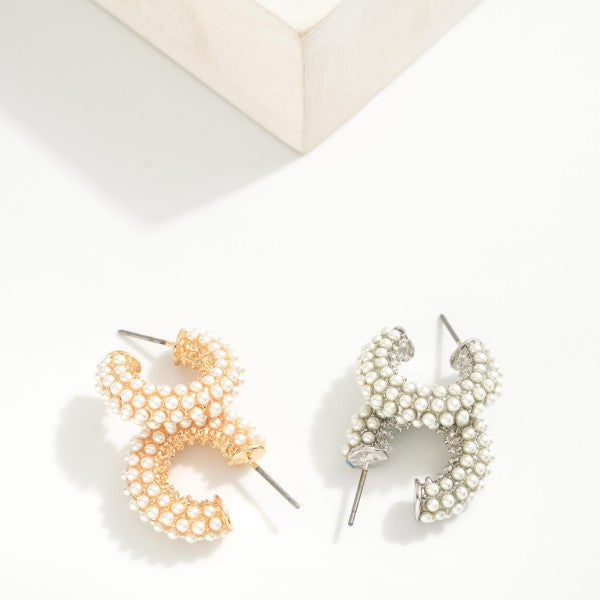 Pearl Studded Huggie Hoop Earring