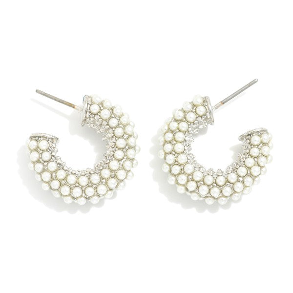 Pearl Studded Huggie Hoop Earring