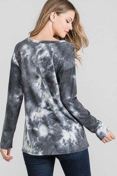 Tie dyed key hole top