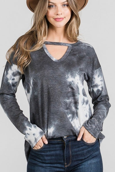 Tie dyed key hole top
