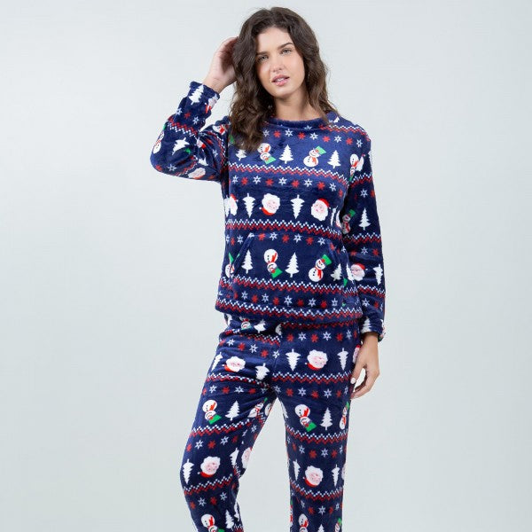 Fleece Nordic Christmas Tree & Snowman Pajama Set