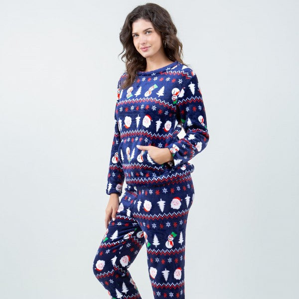 Fleece Nordic Christmas Tree & Snowman Pajama Set