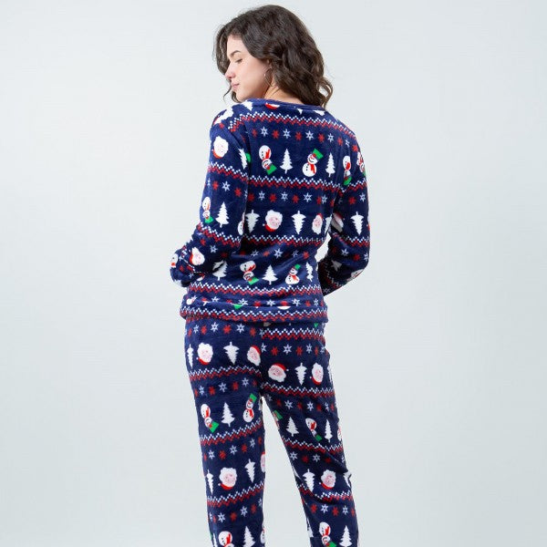 Fleece Nordic Christmas Tree & Snowman Pajama Set