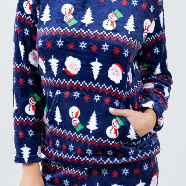 Fleece Nordic Christmas Tree & Snowman Pajama Set
