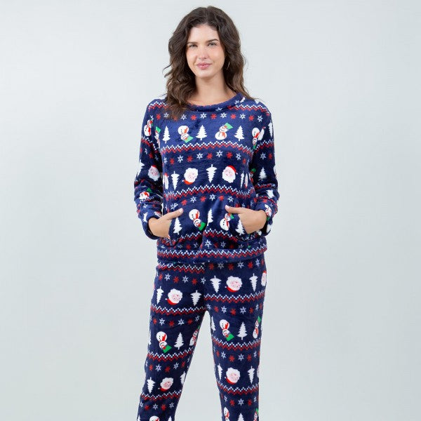 Fleece Nordic Christmas Tree & Snowman Pajama Set