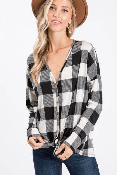 Buffalo check button down top