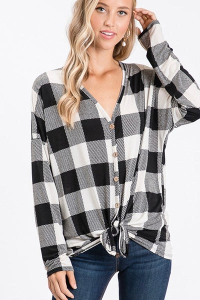 Buffalo check button down top