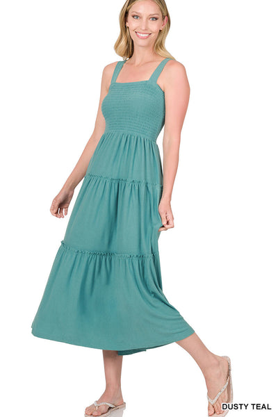 Smocked midi dress