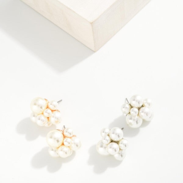 Pearl Cluster Stud Earrings