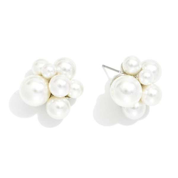 Pearl Cluster Stud Earrings