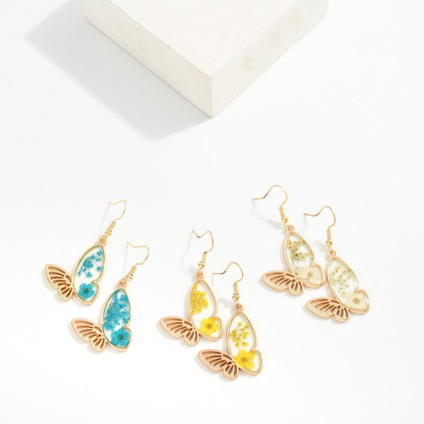 Resin Butterfly Drop Earrings