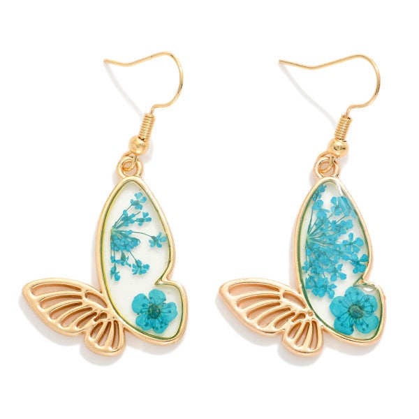 Resin Butterfly Drop Earrings