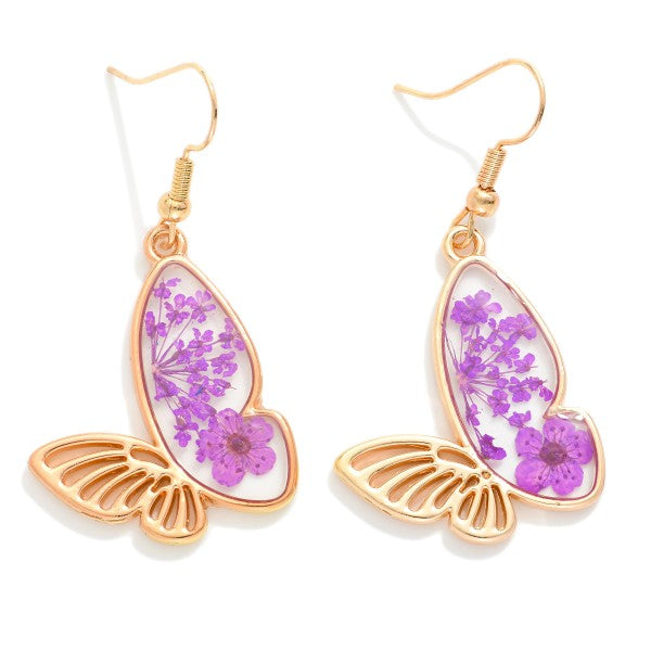 Resin Butterfly Drop Earrings