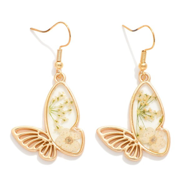 Resin Butterfly Drop Earrings