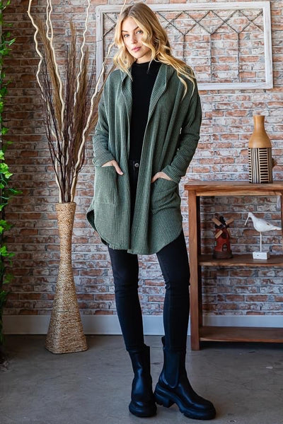 Corded Hooded Cardigans