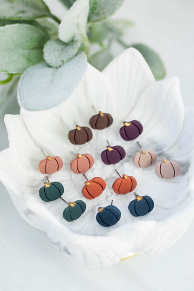 Clay pumpkin studs