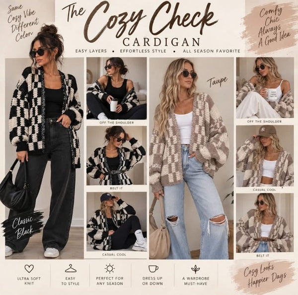 Cozy Check Cardigan
