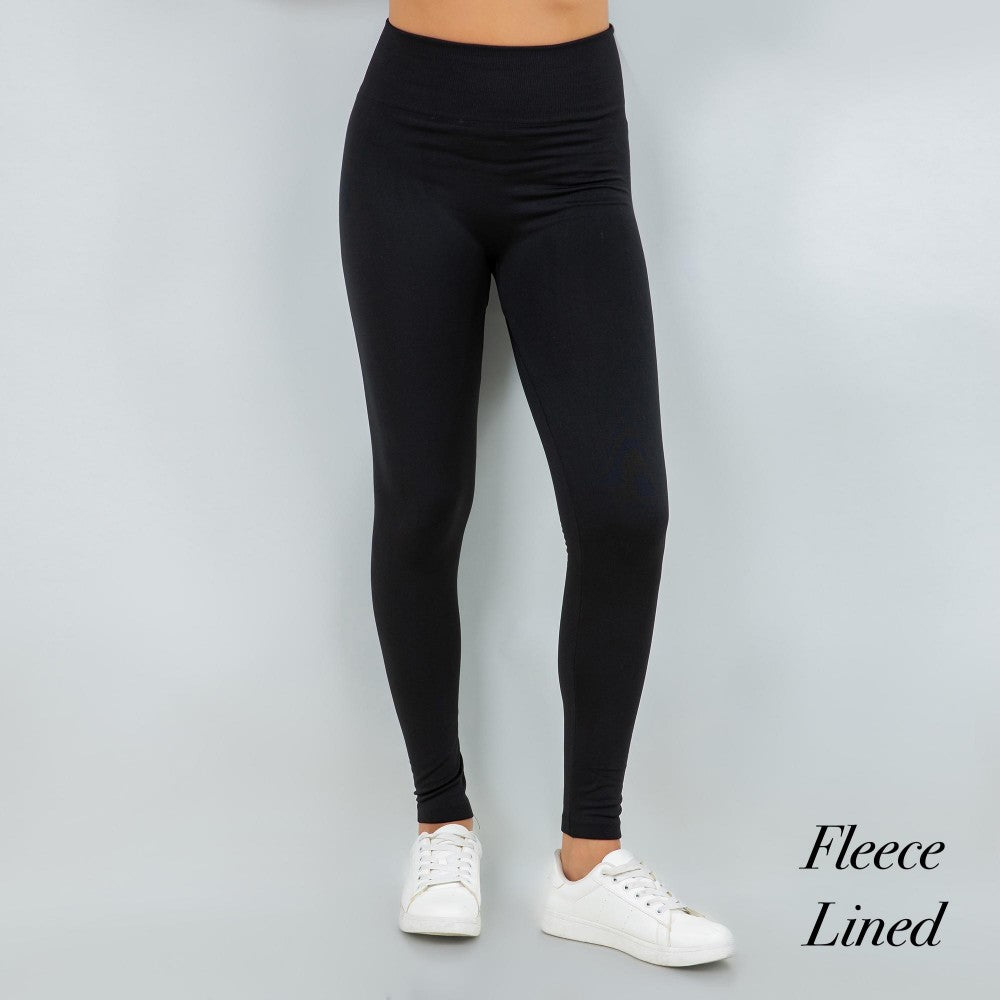 Women's New Mix Brand Solid Color Seamless Fleece Lined Leggings.