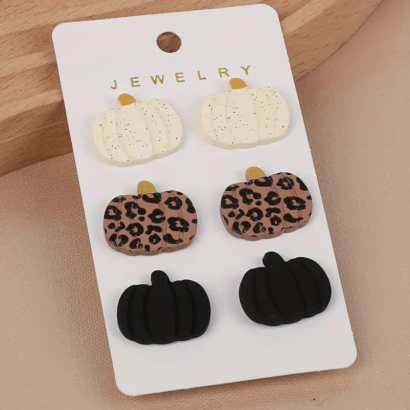 Pumpkin Studs Triple Earring Card