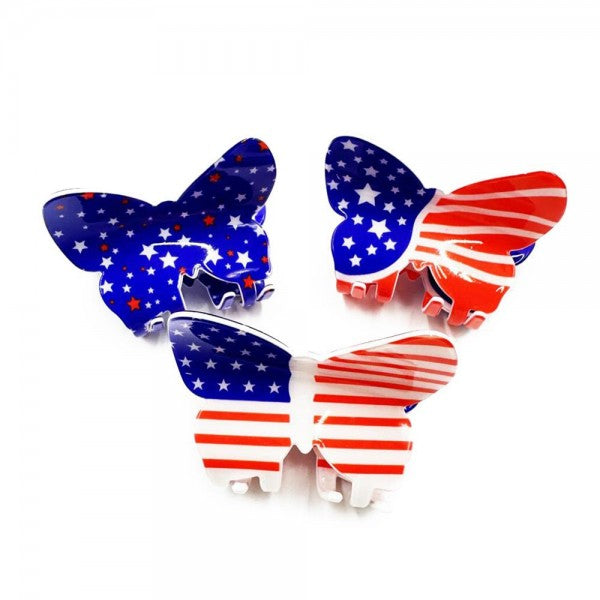Butterfly Shaped Americana Acetate Flower Clip