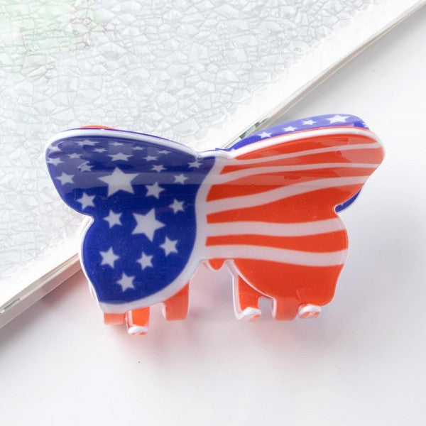 Butterfly Shaped Americana Acetate Flower Clip