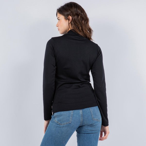 Fleece Lined Mock Neck Long Sleeve Top