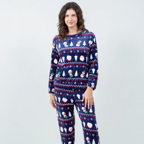 Fleece Nordic Christmas Tree & Snowman Pajama Set