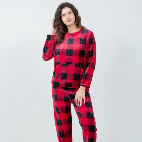 Fleece Plaid Pajama Set