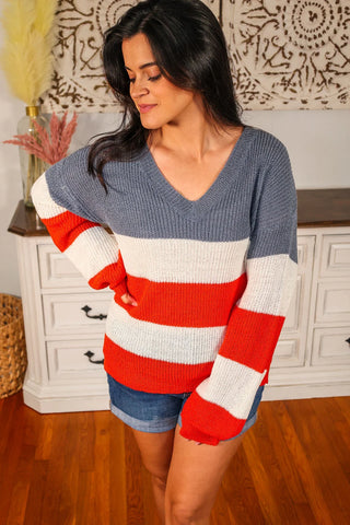 USA Color Block Sweater