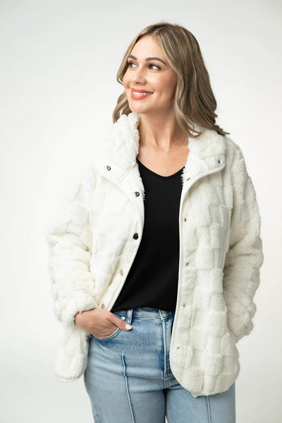 Checkered Snap Sherpa Jacket