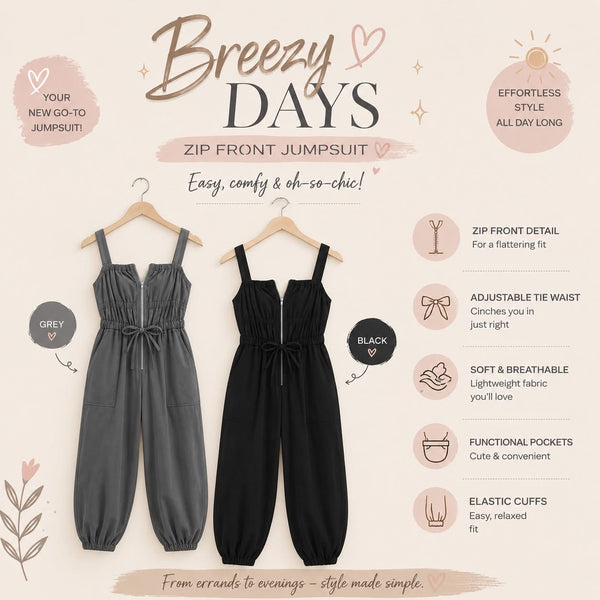 Breezy Days Zip Front Jumpsuit