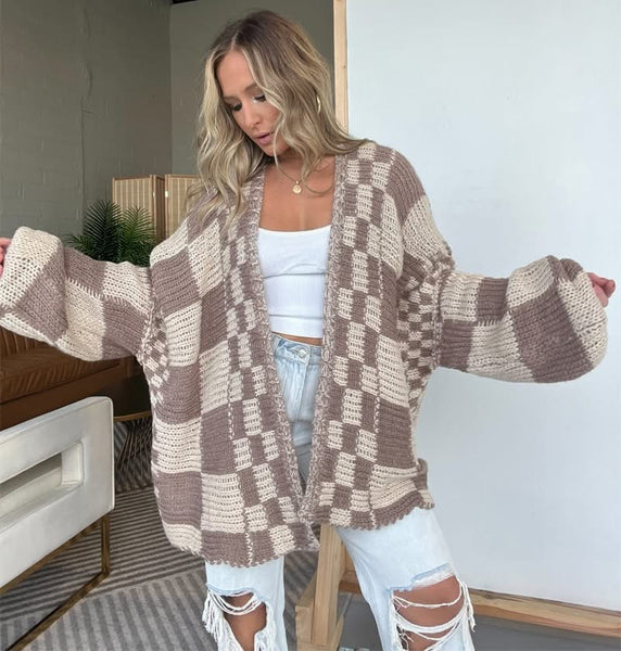 Cozy Check Cardigan