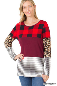 Color Block Holiday Top