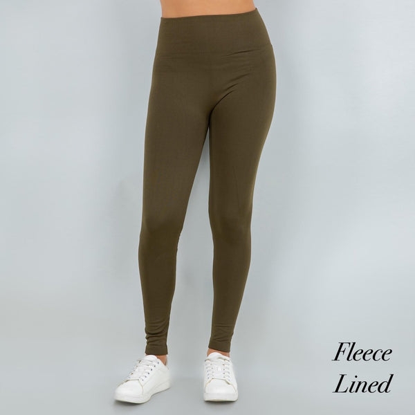 Women's New Mix Brand Solid Color Seamless Fleece Lined Leggings.
