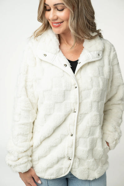Checkered Snap Sherpa Jacket