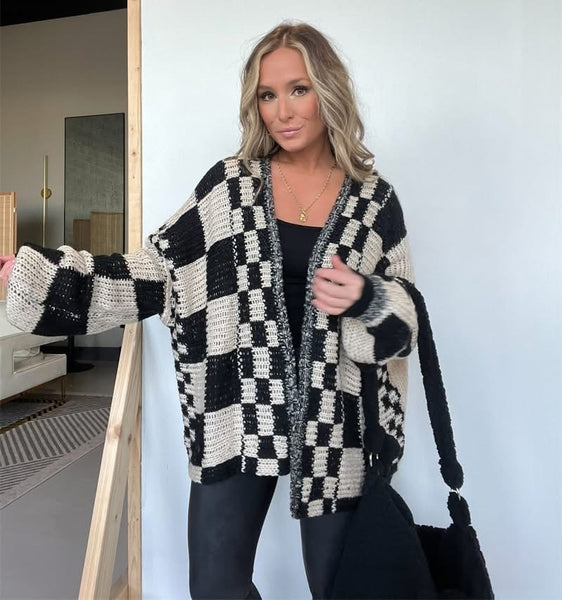 Cozy Check Cardigan