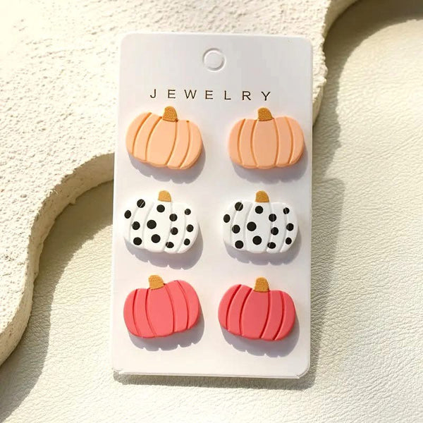Pumpkin Studs Triple Earring Card