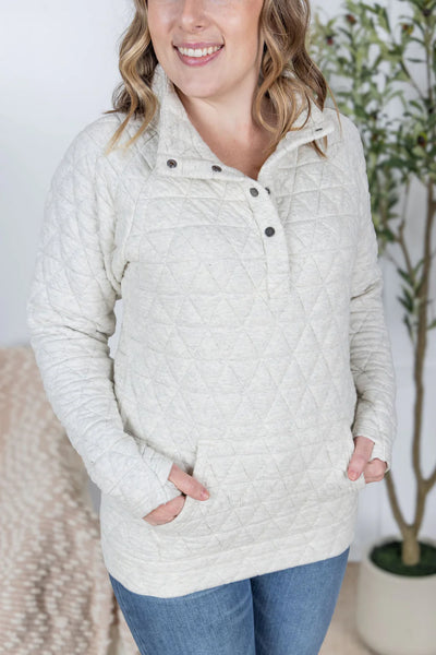 Geometric Button Snap Pullover