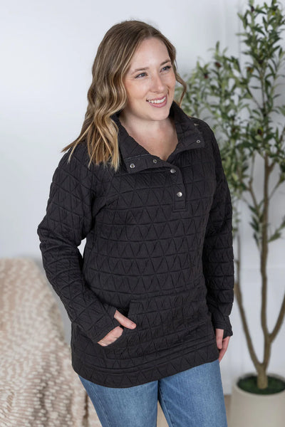 Geometric Button Snap Pullover