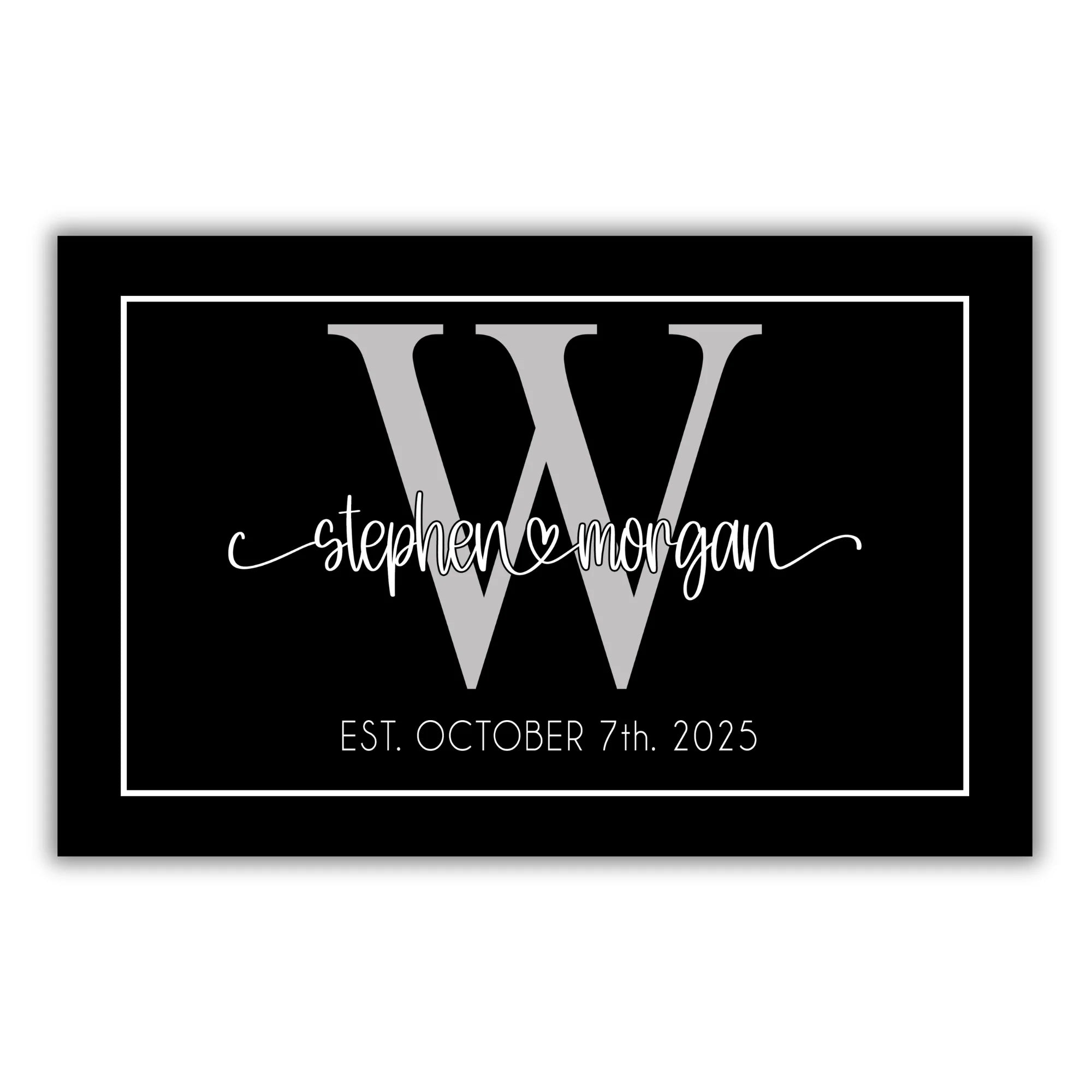 Wedding Initial & Date  Door Mat