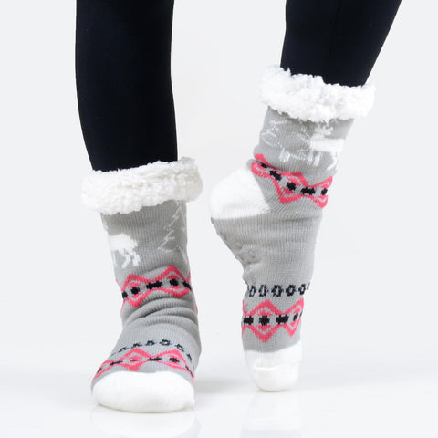 Women's Assorted Christmas Print Sherpa Socks.