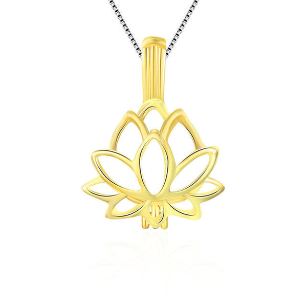 Gold Sterling Silver Lotus Pendant
