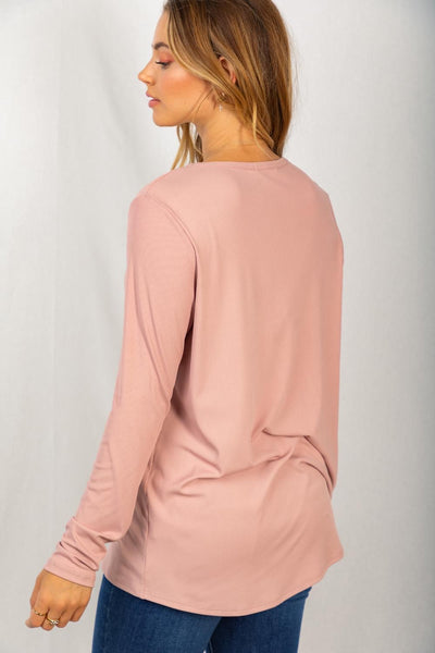 Ribbed long sleeve with chest detail