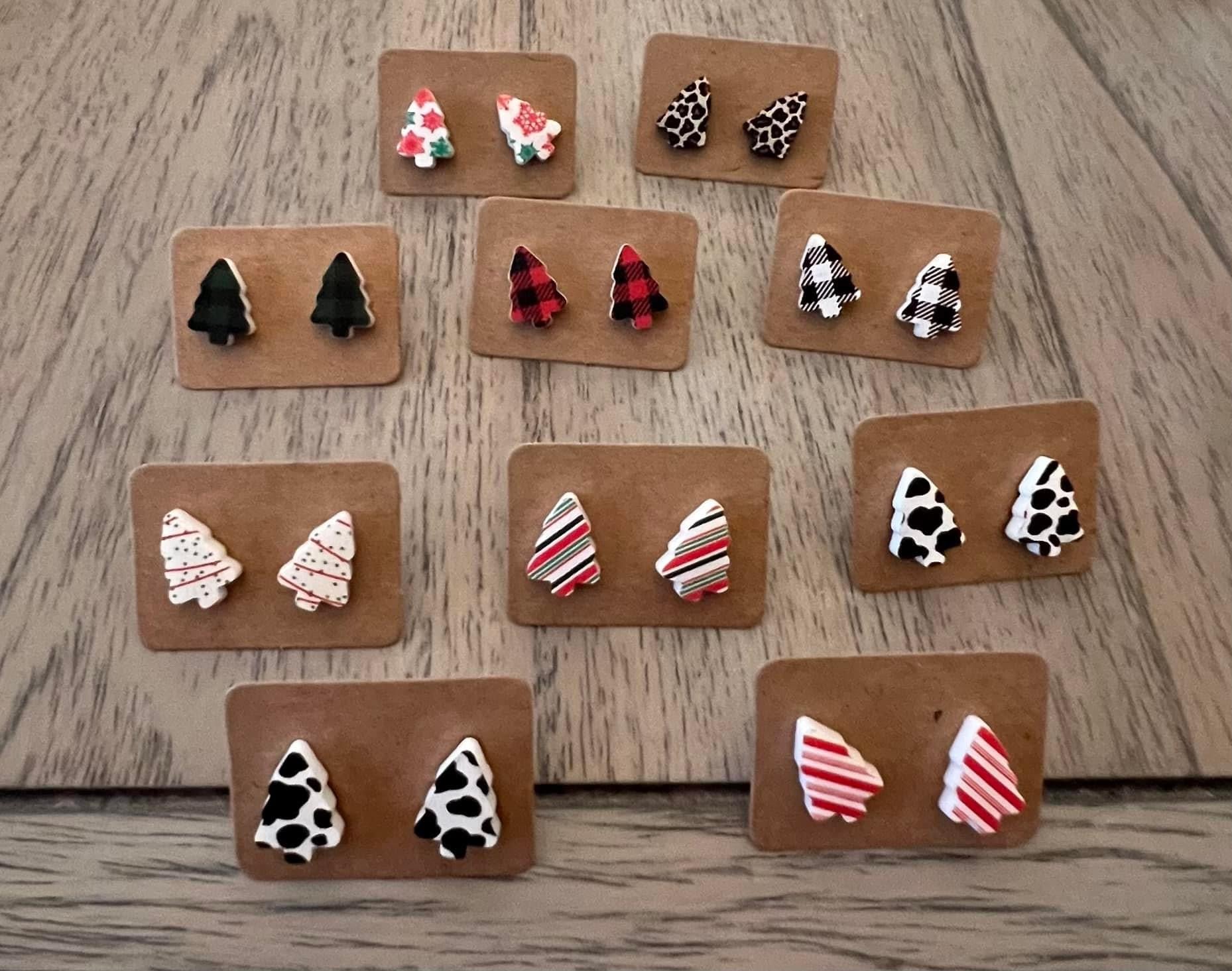 Assorted acrylic tree earrings
